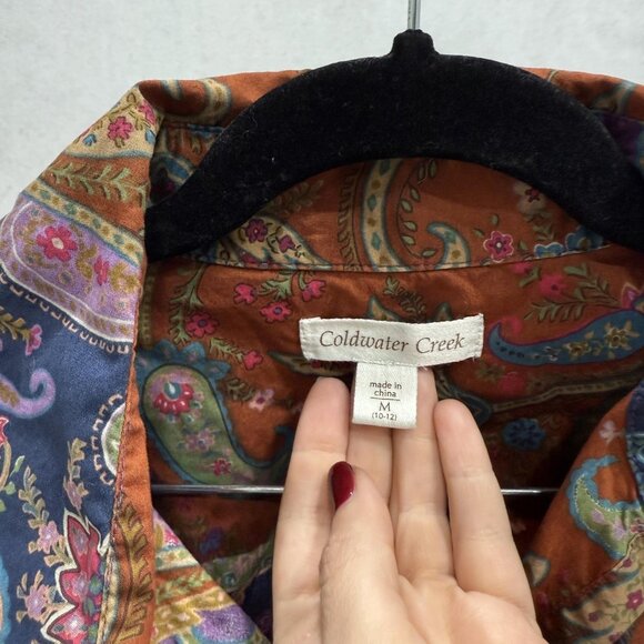 Coldwater Creek Shirt Womens Medium Paisley Button Front Stretch Long Sleeve - Picture 3 of 9